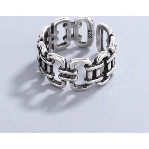 925 Sterling Silver Geometric Hollow Index Finger Adjustable Rings For Women Korean Fashion Trendy Jewelry Wholesale