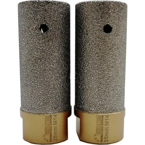 SHDIATOOL 2pcs Dia 25mm M14 Thread Vacuum Brazed Diamond finger bits for tile granite marble drilling bit countertop milling bit
