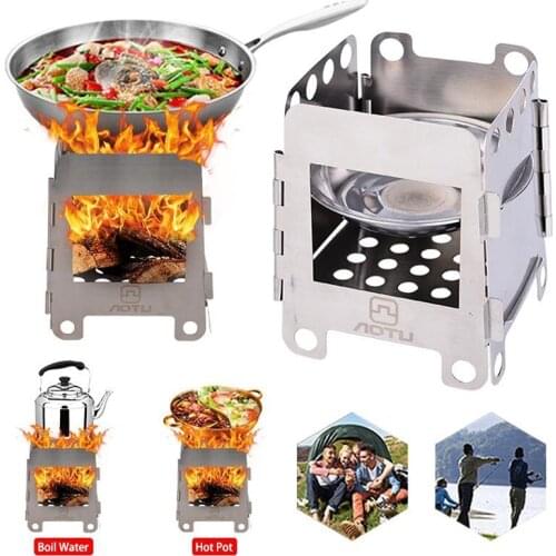 Outdoor Camping Folding Small Alcohol Firewood Stove BBQ Burners Equipment Wood Stove Charcoal Electrinic Blower Stove