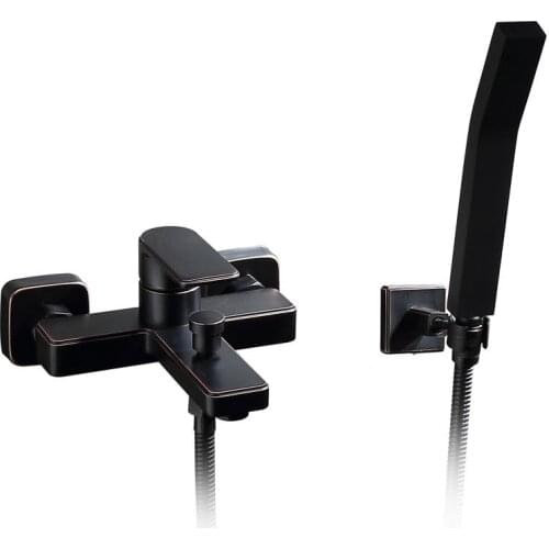 Bathtub Faucet Wall Mounted Black Oil Brushed Bathtub Faucet With Hand Shower Bathroom Bath Shower Faucets Torneiras