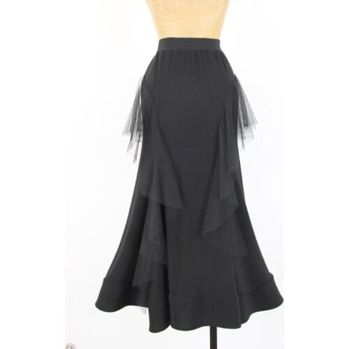 Modern Dance Costumes Ballroom Dance Competition Dress Female Elegant Gauze Mesh Practice Skirt Waltz Dance Stage Skirt DQL3243