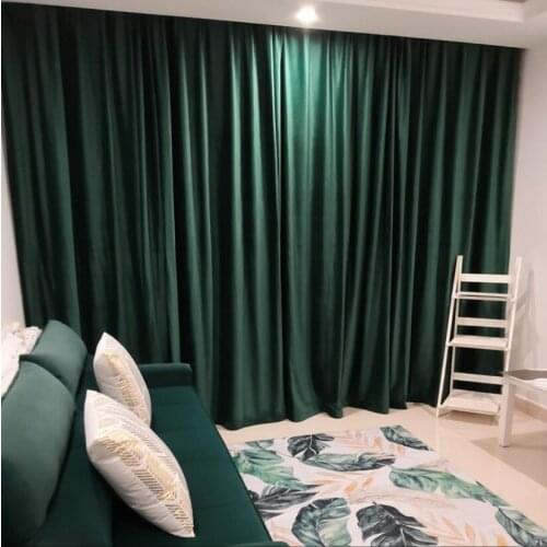 Modern Dark Green Velvet Thick Curtains for Living Room Bedroom European Gray White Solid Color Window Curtains Drapes Customize