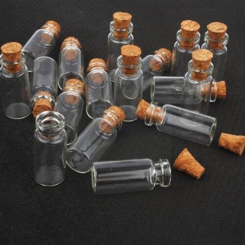 10Pcs 1ml Mini Glass Bottles Small Empty Clear Glass Gifts Home Jars Cork Wedding Bottles For Holiday Decoration Stopper K4K8