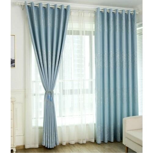 Nordic Simple Style Grey/Blue Blackout Curtains for Bedroom Floral Embroidered Window Curtain Drapes Living Room Curtains Decor