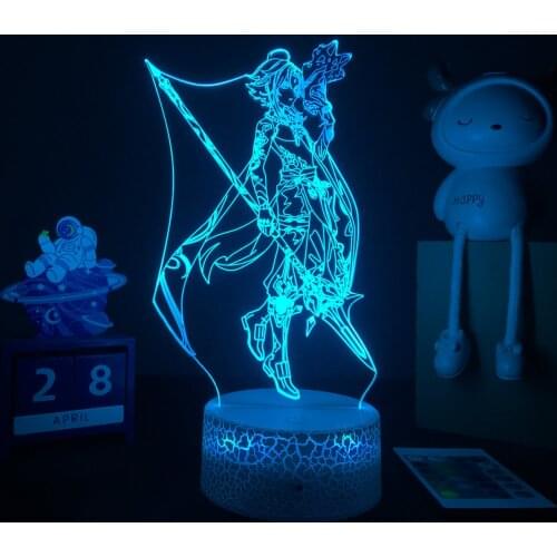 Game Genshin Impact Night Light for Room Decor Bedside Lamp Led Color Changing Usb Battery Powered Usb Lamp Zhongli Xiao Figure