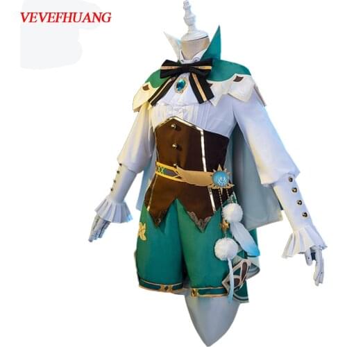 VEVEFHUANG Kосплей Game Genshin Impact Cosplay Anime Accessories Project VENTI Costume Womens Cloak Shirt Pants Belt Socks Set