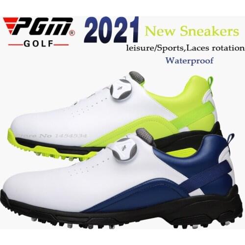 Waterproof PGM Golf Men Sports Outdoor Shoes Rotating Buckle Microfiber Ball Shoes Summer Sneakers Non-slip Fixed Spike Shoes
