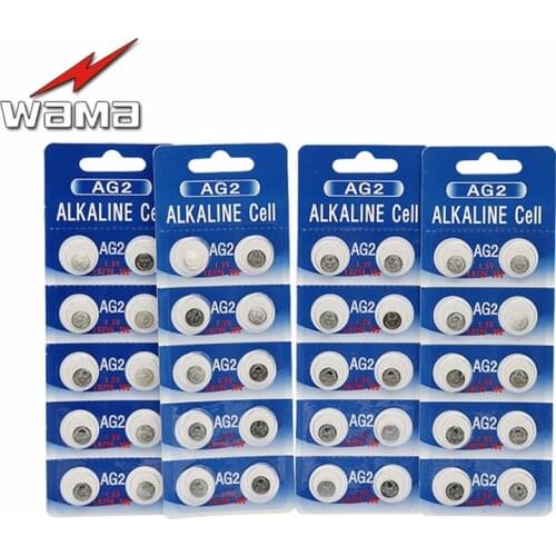 WAMA 40pcs AG2 396 SR726SW SR59 Alkaline Coin Cell Button Batteries For Watch