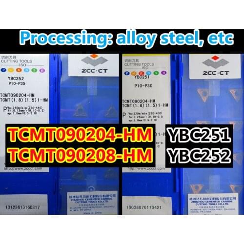 YBC251 YBC252 TCMT090204-HM TCMT090208-HM 10pcs 20pcs 50pcs 100% original Zcc.ct Carbide insert Processing: alloy steel, etc