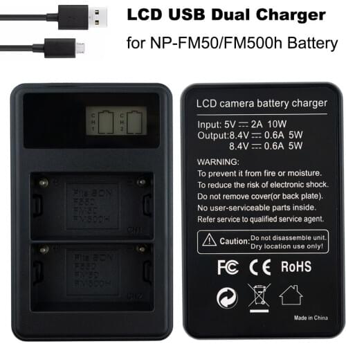 NP-FM50 Battery NP-FM500h Bateria LCD Dual USB Charger For Sony A57 A58 A65 A77 A99 A550 A560 A580 Video Camera Battery Charger