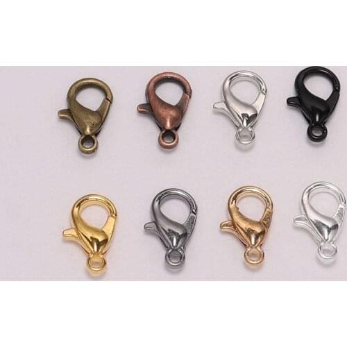 50pcs/Lot Mixed 9 Color 10-21mm Alloy Lobster Clasp Hooks For Jewelry Making Necklace bracelet Chain DIY Supplies Accessories