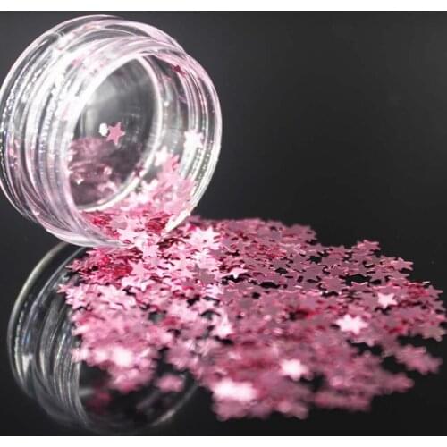 1Pcs Deep Pink Star Scales Nail Art Glitter Powder Sequins Shinning Colorful Nail Flakes UV Gel 3d DIY Charm Nails Art Tools K10
