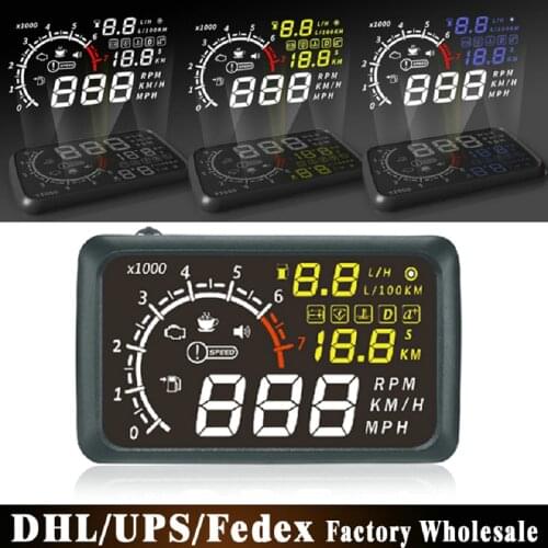 20Pcs/Lot Universal Car HUD Head UP 5.5 LCD Display OBD ii Car Styling Car Kit fuel Overspeed KM/H