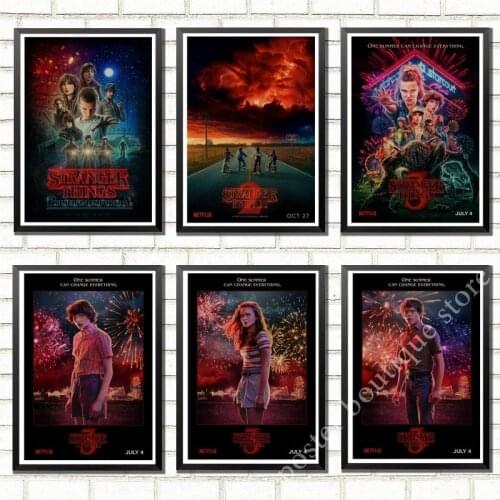 Strange things 3 posters vintage wall stickers kraft print art home room decor .Mike and Dustin in 'Stranger Things' poster