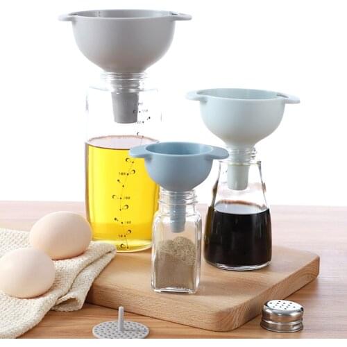 4 in 1 Multi-function Funnel Set Wide Mouth Plastic Funnel Filter Oil Pot Liquids Pour Household Kitchen Tool