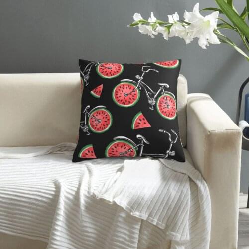 Watercolor Seamless Pattern Bikes With Watermelon Wheels pillowcase printed cushion cover sofa waist pillow pillow cover