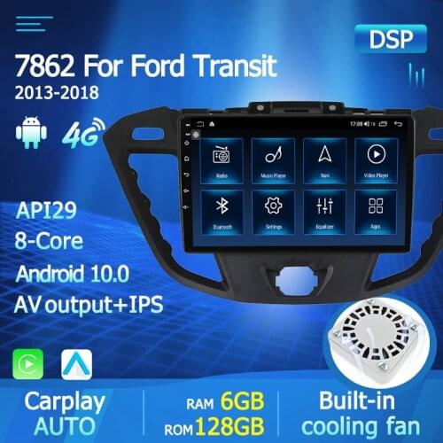 Ram 6G ROM 128GB Car Radio Multimedia Player For Ford transit Tourneo Custom 2016-2020 Android 10 Stereo IPS Wifi GPS Navi 4G BT