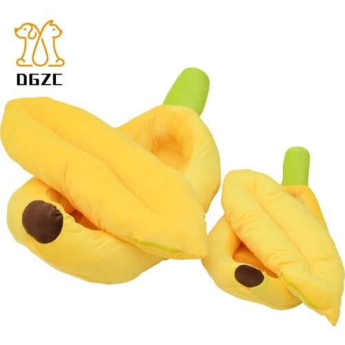 Banana Pet Dog Bed Teddy Puppy Cat House Soft Warm Removable Cushion Kennel Waterproof Bottom Doggy Cave Bag Nest Plush Mat