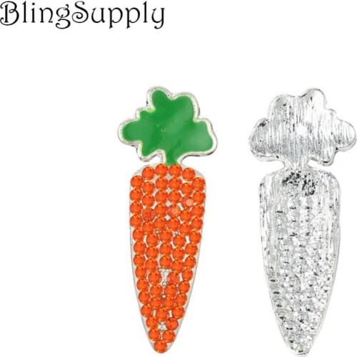 Free shipping 50PCS 35X12mm carrot rhinestone button for Easter Day(BTN-5678)