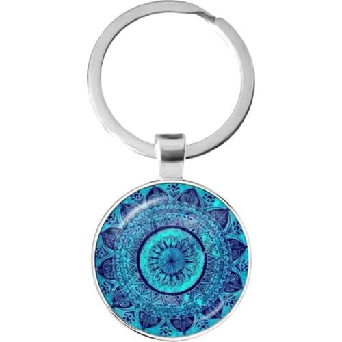New Mandala Flower of Life Keychain Classic Budddhist Sacred Geometry Women Key Chain Holder for Car Bag