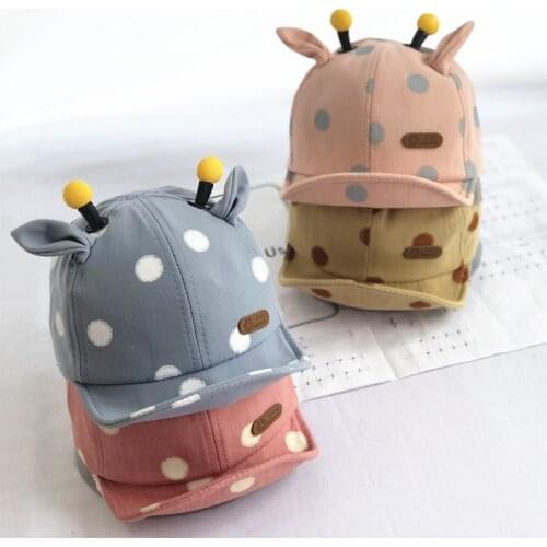Lovely Baby Boy Girl Hat With Ears Cartoon Dot Toddler Baby Cap Summer Autumn Soft Cotton Infant Baseball Cap Sun Visor Hats