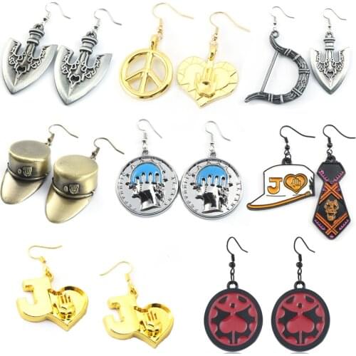 Anime JOJOS BIZARRE ADVENTURE Cosplay Drop Earring Mask DIO Metal KILLER QUEEN Heart Long Earrings Women Girls Jewelry