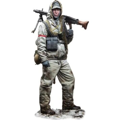 1/16 resin figure soldier model 120MM machine gunner soldier package gk hand white mode military war 113