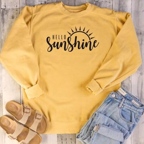 Hello sunshine sweatshirt religion funny women fashion Hipster Christian baptism church slogan graphic sweatshirts top drop ship