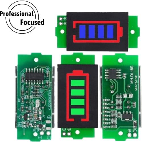 1S 2S 3S 4S Single 3.7V Lithium Battery Capacity Indicator 4.2V Blue Display Electric Vehicle Battery Power Tester Li-ion LED 3V