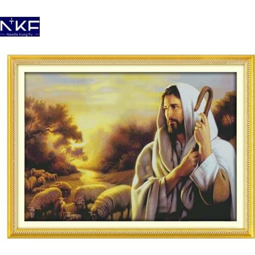 GG Jesus Shepherding Religions Cross Stitch Painting DIY Cross Stitch for Embroidery Home Decor Needlework Cross Stitch Pattern