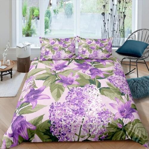 Home Living Luxury 3D Lilac Bedding Set Duvet Cover Set Pillowcase Kids Bedding Set Queen and King EU/US/AU/UK Size