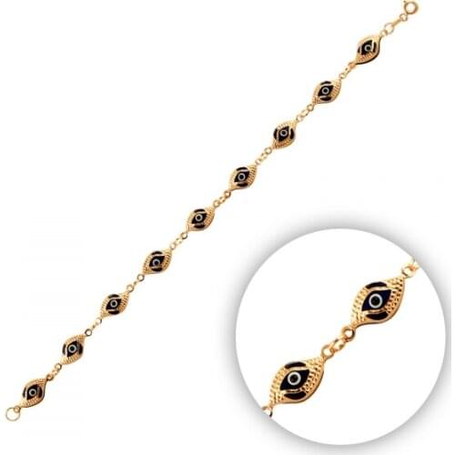 KUTAYDAN 925 Sterling Silver Hand Job Glass Eye Bead S Model Bracelet