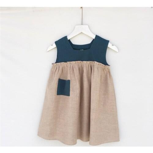 Summer Cute Baby Girl Dress Toddler Sleeveless Princess Dress Color Block Dresses Casual Wear Baby Girl Party Clothes Vestidos
