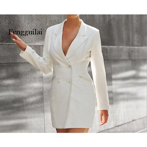 Mini Blazer Dress Women Fashion Long Sleeve Casual Autumn Dress Solid Streetwear Party Dress Vestidos