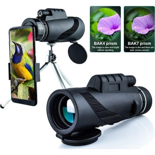 Powerful 80X100 HD Monocular Telescope Phone Camera Zoom Starscope Tripod Telescope Phone Clip for Outdoor Camping Accessories