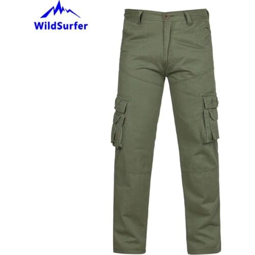 WildSurfer Men Military Tactical Cargo Hiking Pants Multi-pocket Causal Straight Long Baggy Loose Army Trousers Plus Size WP114