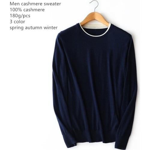Naizaiga 100% cashmer round neck youth business knit base cashmere self-cultivation warm mens sweater . KSN7