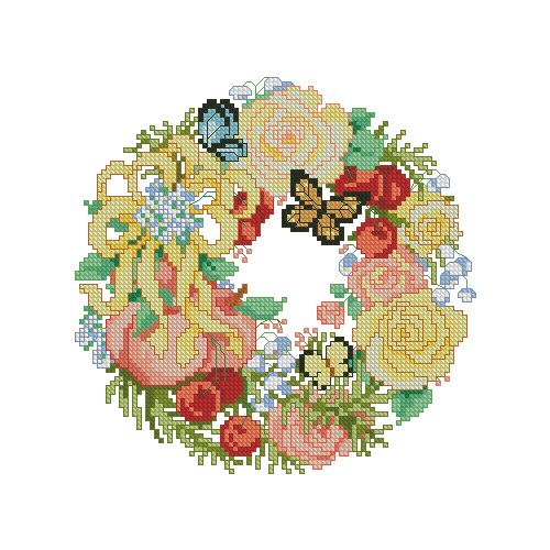 Cross stitch Handmade 14CT Counted Canvas DIY,Cross-stitch kits,Embroidery Four Seasons Garland-Summer of Butterflies and Birds
