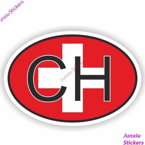 CH SWITZERLAND Country Code FlagCar Stickers Decal Cover Scratches Motorcycle Bumper Waterproof Decoration Accessories KK14*10cm