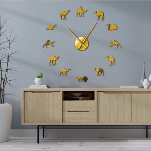 Camel shape 3D Wall Clock Mirror Wall Stickers Creative DIY Wall Clocks Home Decor Living Room Quartz Needle Hot