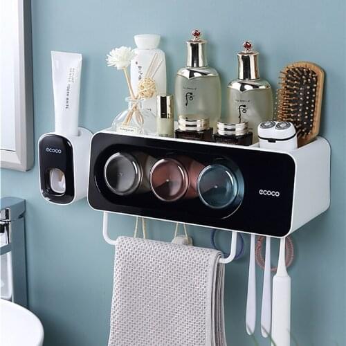 GURET Plastic Toothbrush Holder Wall-mounted Toothbrush Holder Multifunction Household Storage Tool For Bathroom Accessories Set