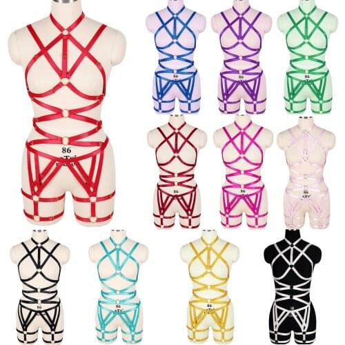 Adjustable Harness Bra Cage Stocking Suspenders Belts Gothic Clothes Punk Sword Belt Elastic Dance Party Women Sexy Lingerie Set