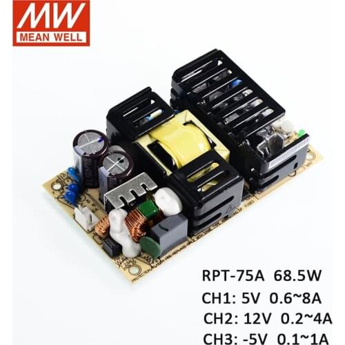 RPT-75A Meanwell 68.5W Triple Ouput Circuit Board PCB Switch Power Supply 110V/220V AC to 5V 12V -5V DC 6A 3A 0.5A Medical SMPS