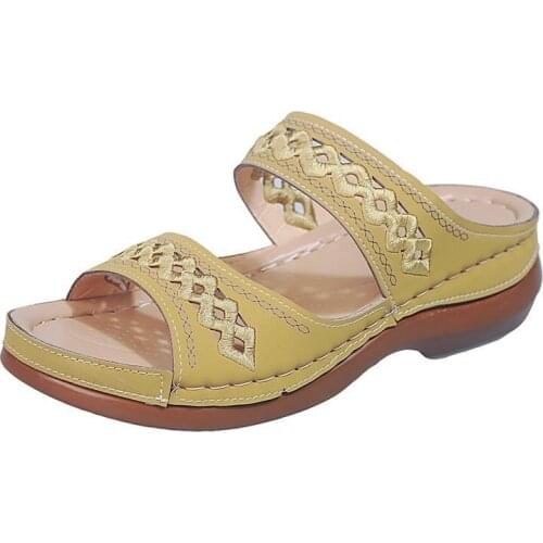 Summer New Style Women Casual Sandals Cross-border Large Size Women Platform Sandals Simple Embroidery Hollow Sandals