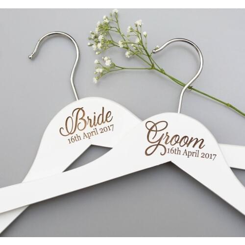 Wedding Dress Hangers , Bride Dress Hanger , Bridesmaid Gift - Bridal Party, Personalised White Wedding Hanger