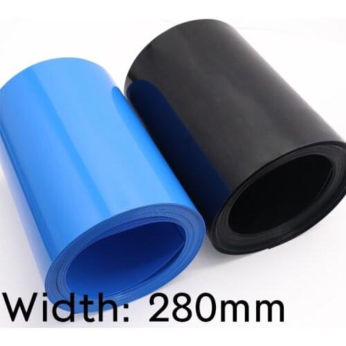 Width 280mm PVC Heat Shrink Tube Dia 178mm Lithium Battery Insulated Film Wrap Protection Case Pack Wire Cable Sleeve Black Blue