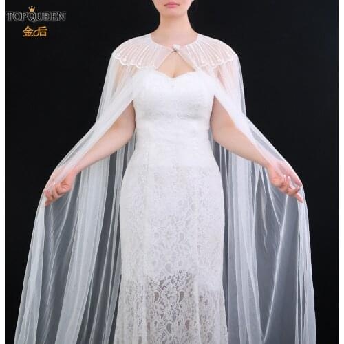 TOPQUEEN G24 Bridal Shawl for Wedding Dress Party Shawl for Wedding Woman Tulle Bolero Wedding Bolero Plus Size Wedding Chiffon