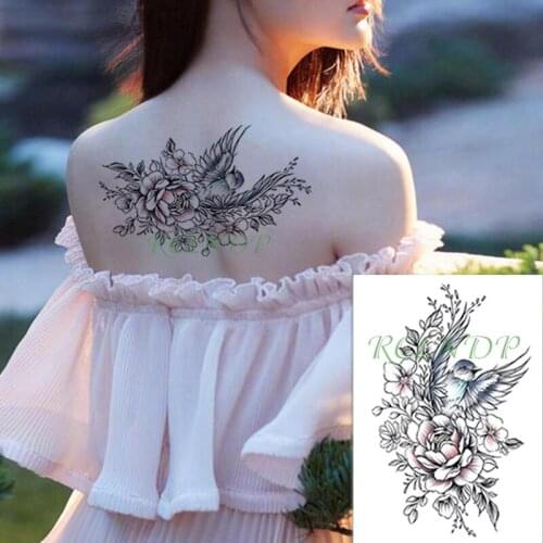 Waterproof Temporary Tattoo Sticker cute bird animal flower colorful fake tatto flash arm tatoo body art for girl women men