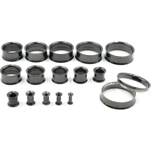 Stainless Steel Body Jewelry -Ear Tunnels Ear Plugs Double Flare Plugs Expanders Stretcher Full Gauges Sets 3MM UP TO 30MM