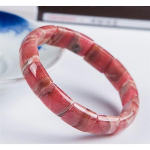 Genuine Red Natural Rhodochrosite Bracelets For Women Female Fashion Rectangle Crystal Bead Natural Stone Bangle Bracelet